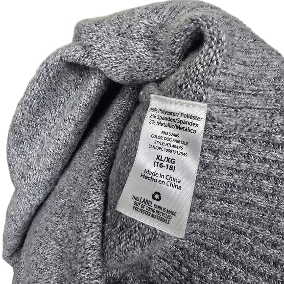 Holiday Time Puppy Dog Fair Pink Red Blue Gray Metallic Isle Metallic Sweater XL - Picture 7 of 8